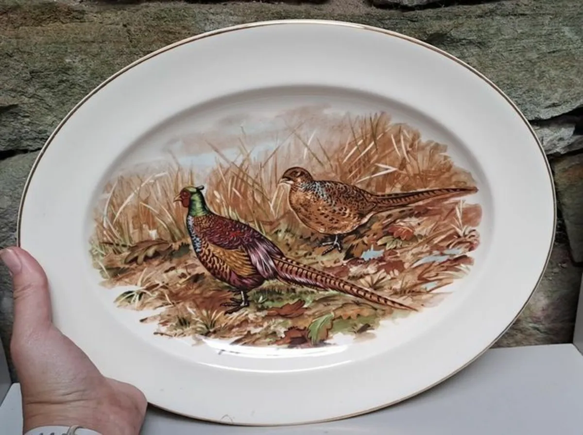 Oval pheasant scene plate - Image 1
