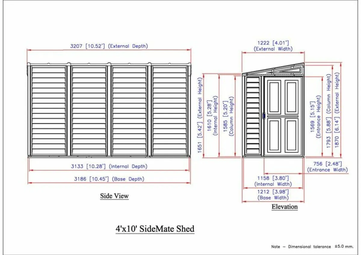4×10 SideMate Vinyl Garden Pent Slimline  Shed - Image 4