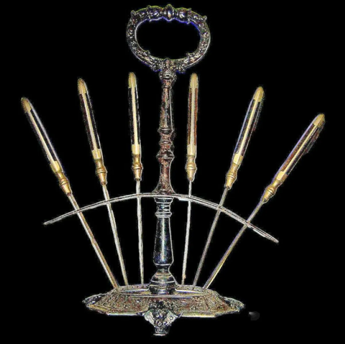 Vintage Set 6 Fruit/Cheese Cutters With Stand - Image 3