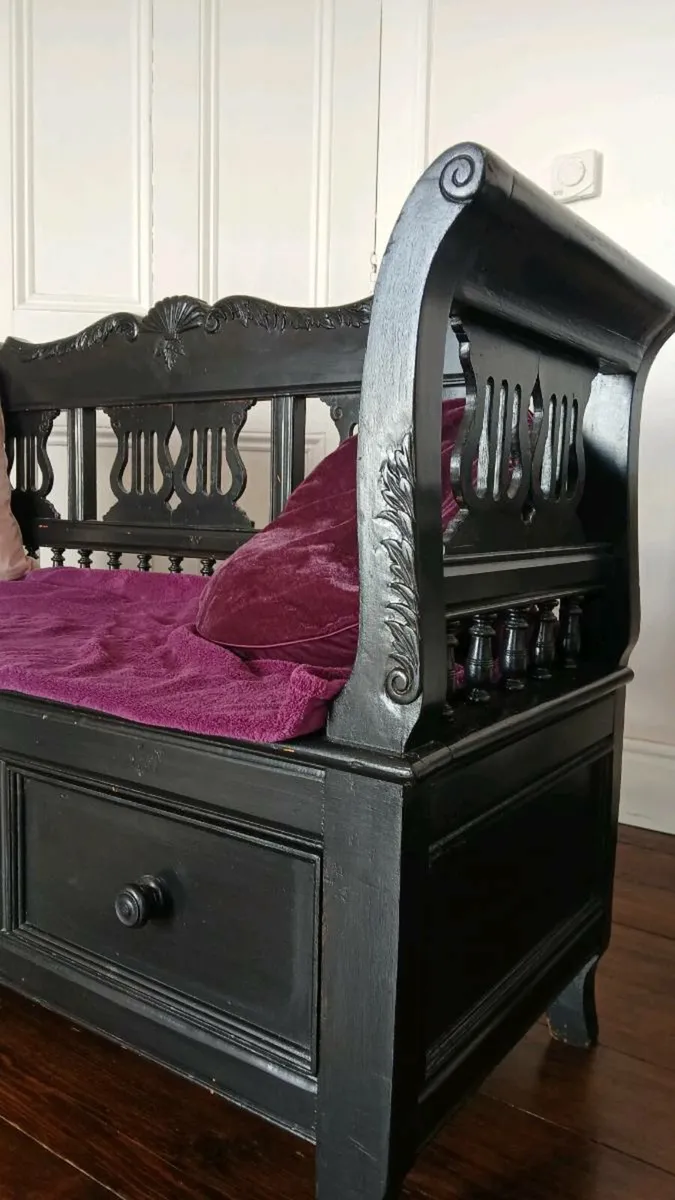 Black Wooden Bench - Image 3