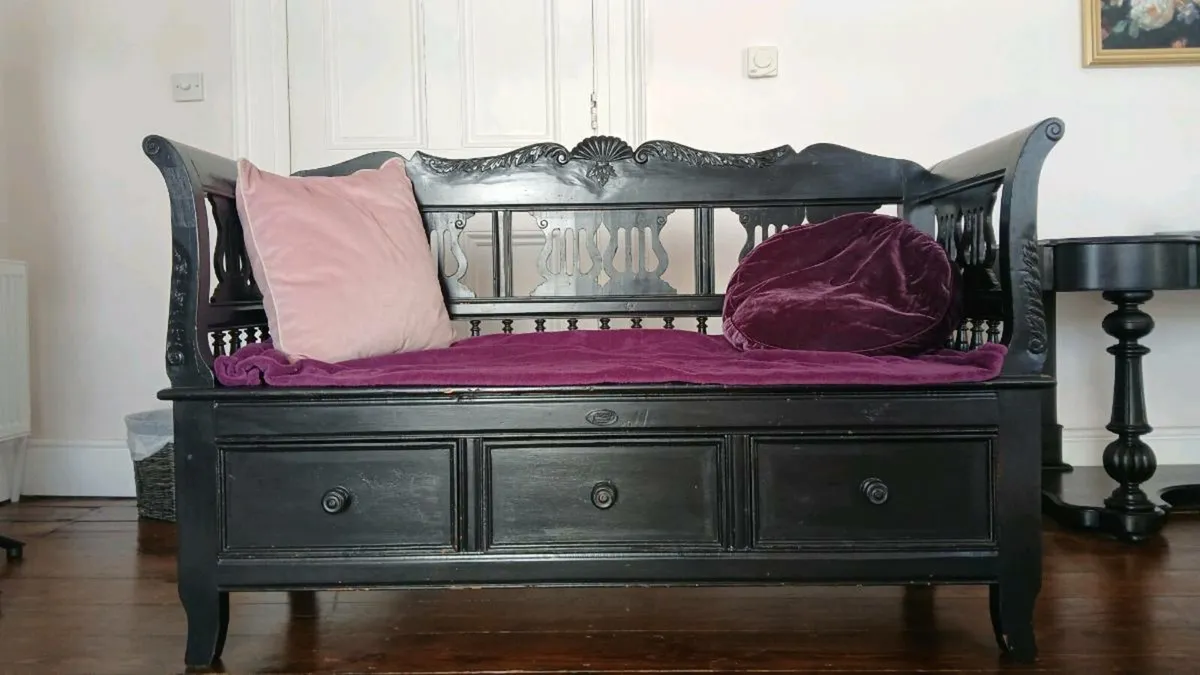 Black Wooden Bench - Image 2