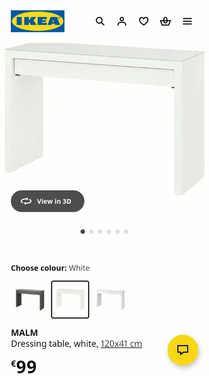 Malm Slim Dressing Table with Glass Top - Image 4