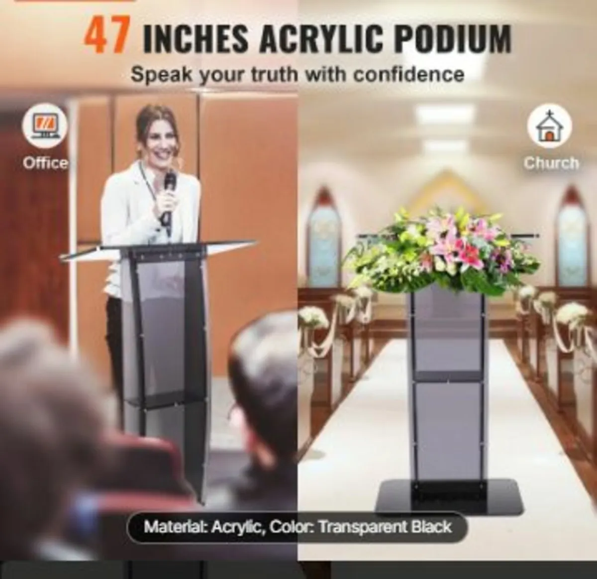 Acrylic Podium, 119 cm Tall - Image 1