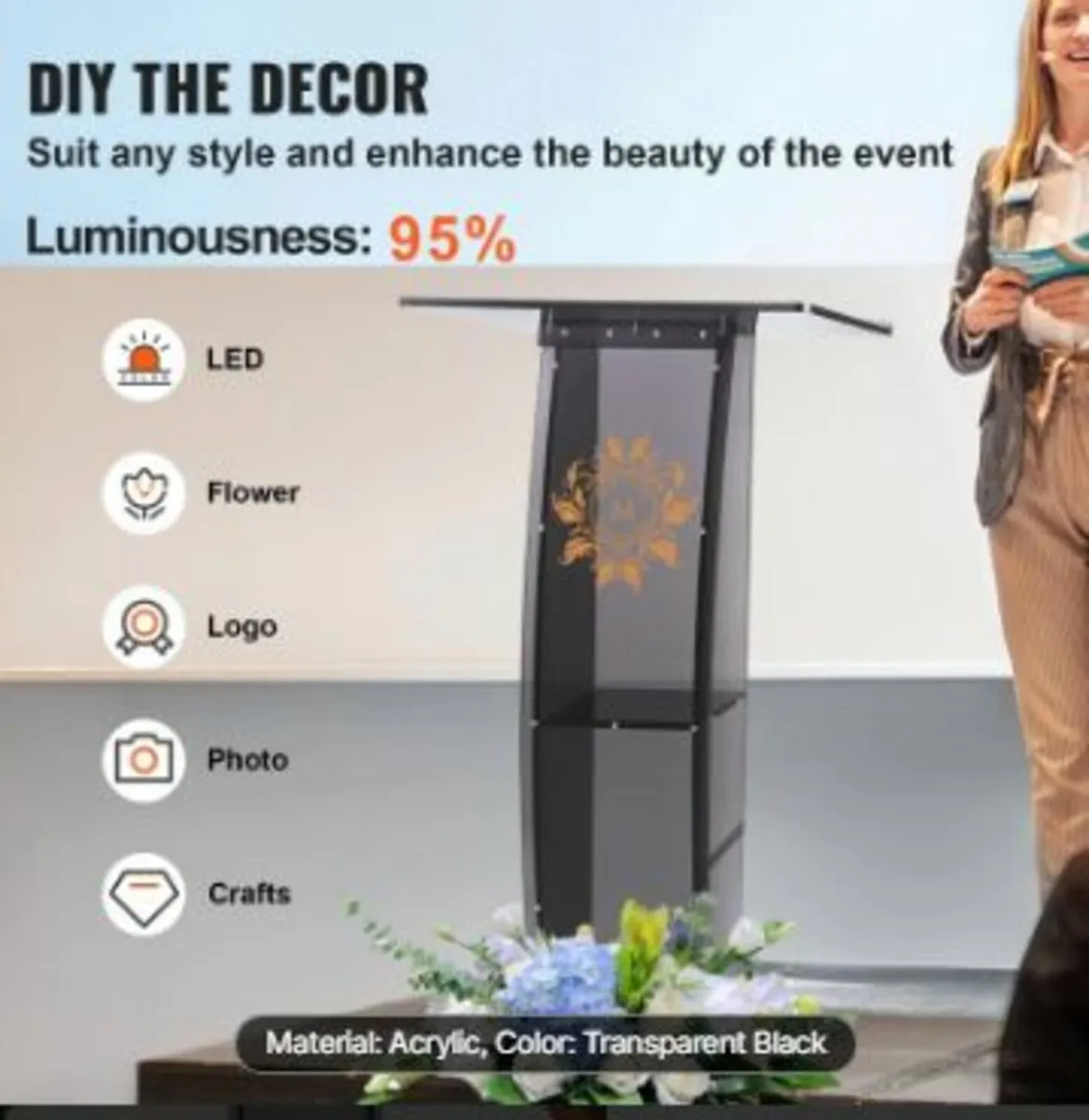 Acrylic Podium, 119 cm Tall - Image 4