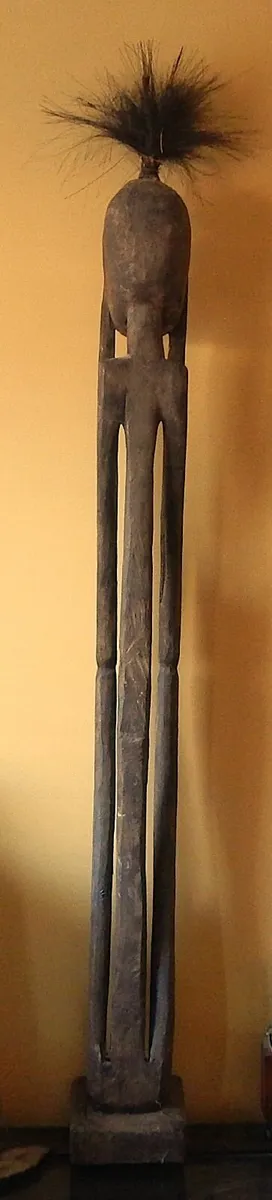 Large Hand Carved Wood African Tribal Sculpture - Image 2