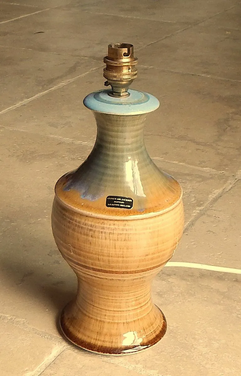 Stoneware Jackson Pottery Table Lamp & Silk Shade - Image 3