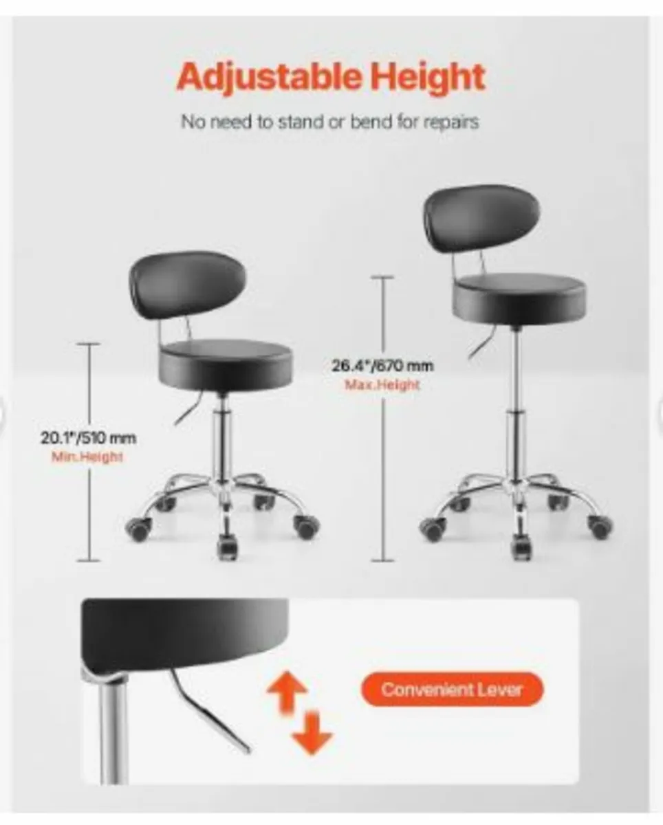 Shop Stool with Backrest - Image 2