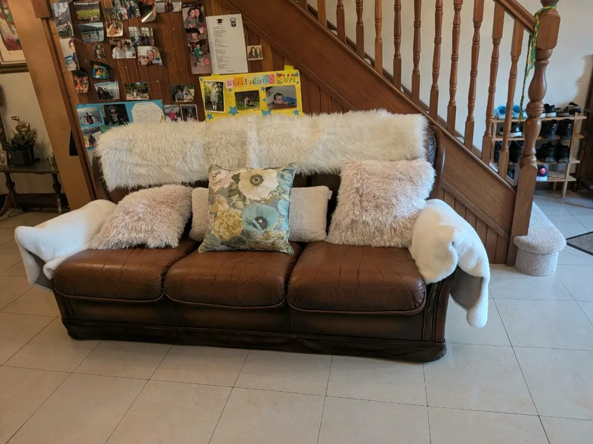 Leather 3 seater couch for sale - Image 1