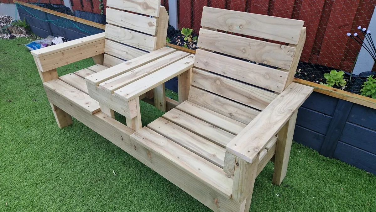 wooden garden bench - Image 4