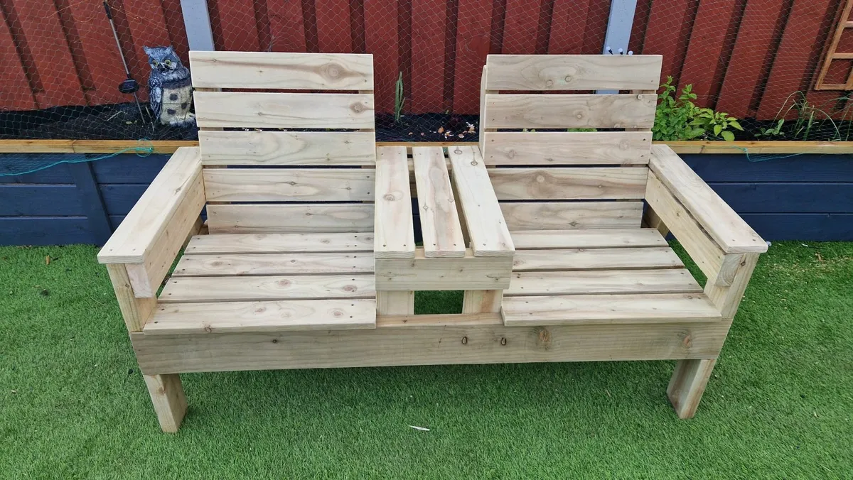 wooden garden bench - Image 1