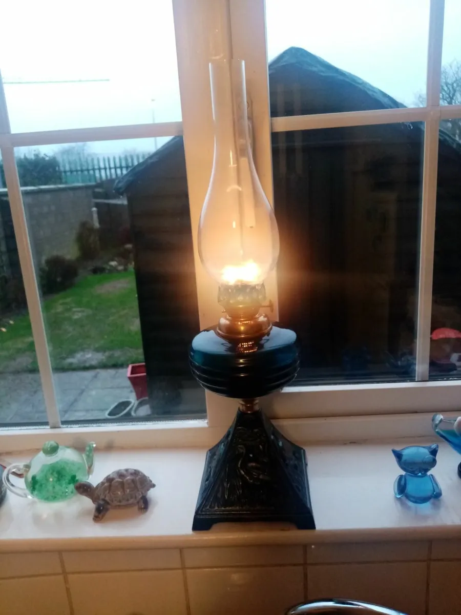 Vintage oil Lamp, Cranberry pitcher. - Image 1