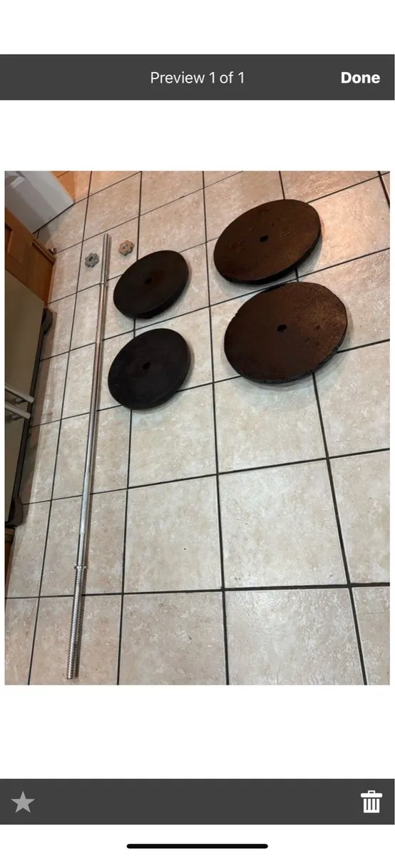 60kg Gym Metal Weight Plates + 6kg Barbell