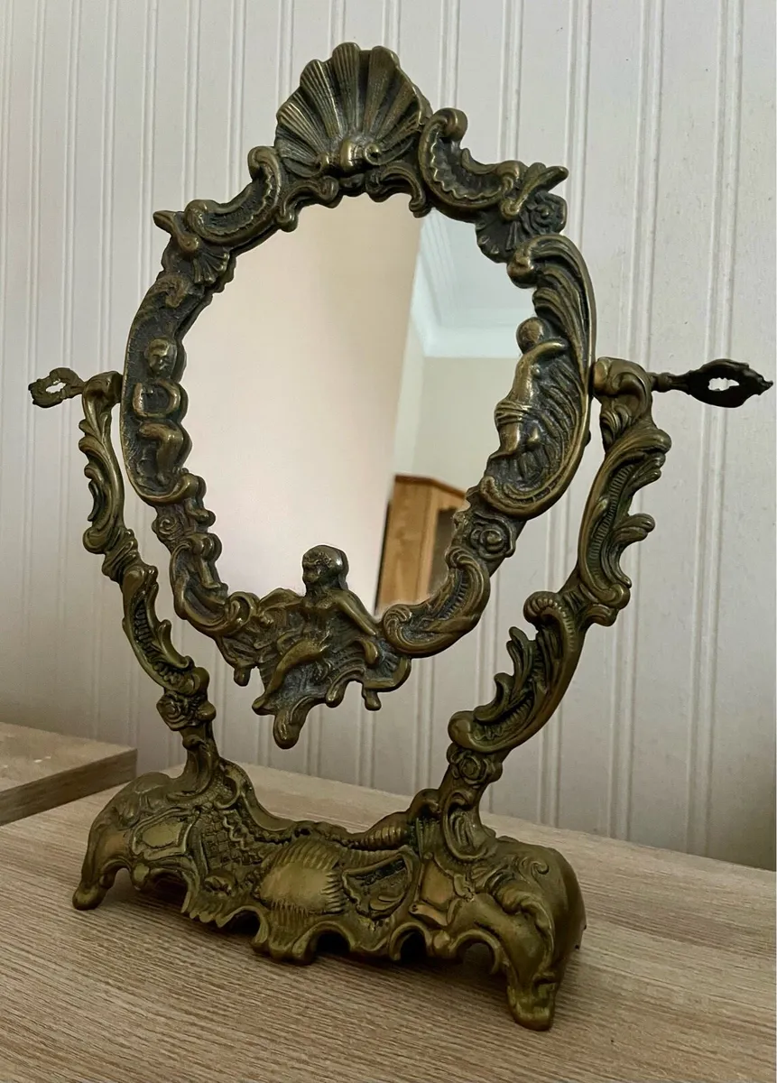 Solid brass ornate statement vanity mirror - Image 1