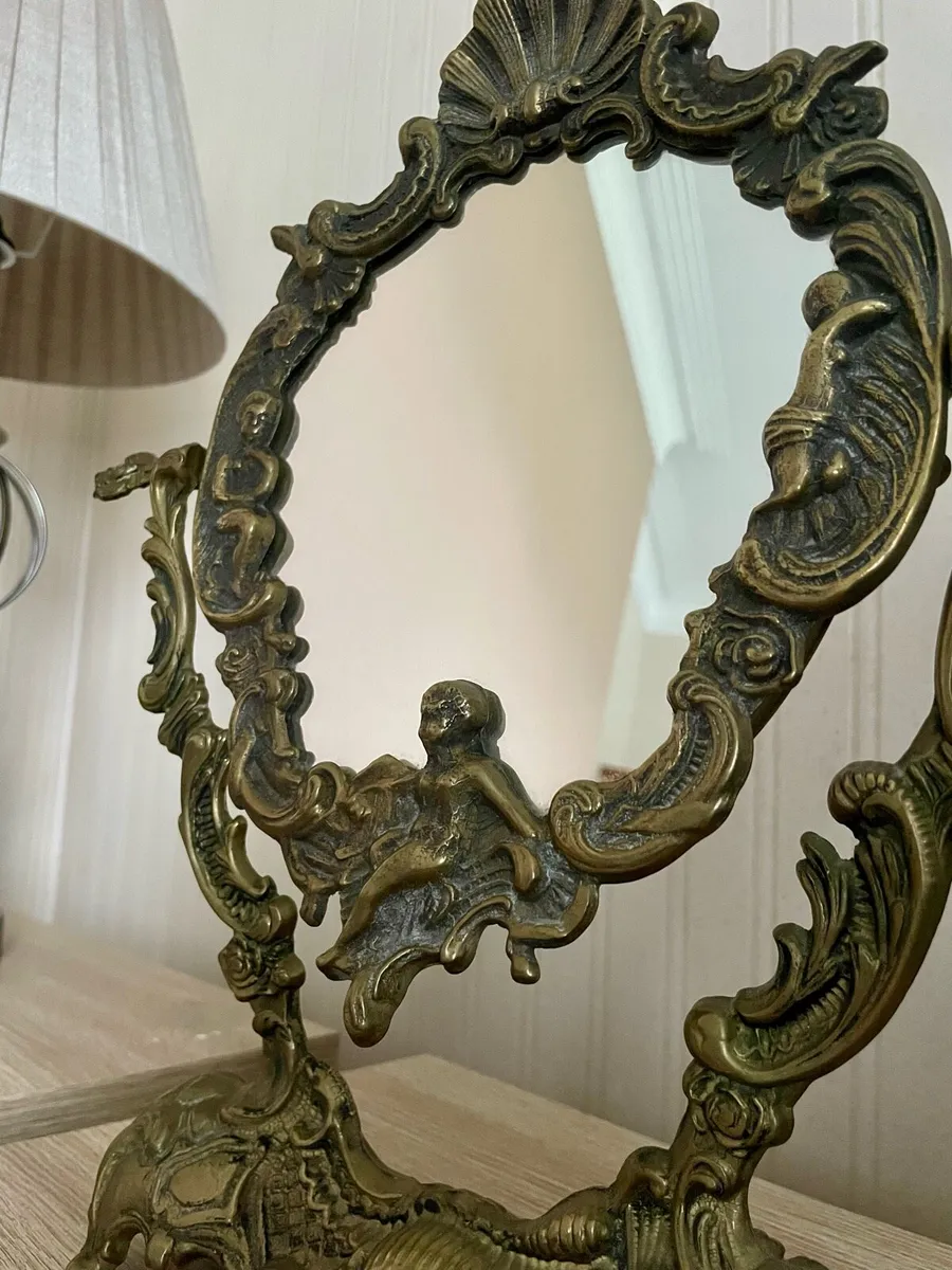 Solid brass ornate statement vanity mirror - Image 2