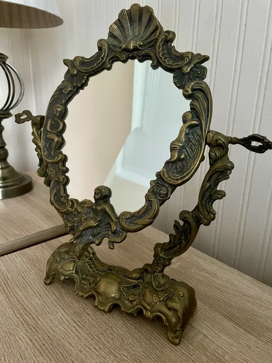 Solid brass ornate statement vanity mirror - Image 3