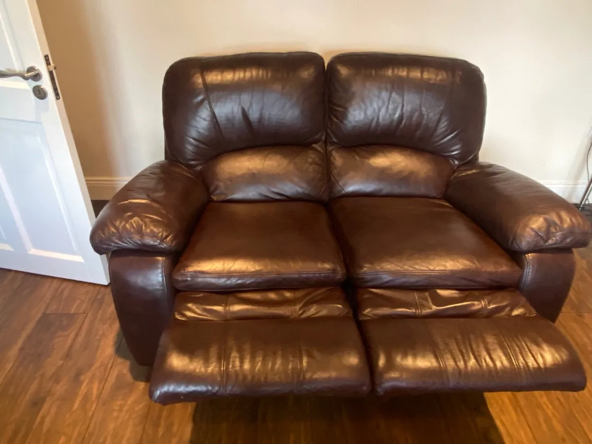 2 x 2 seater Leather Couches - Lazy Boy Recliners - Image 2