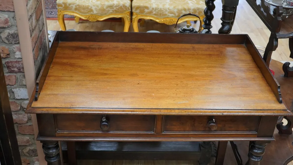 Victorian Mahogany Writing Desk with Gallery Top - Image 3