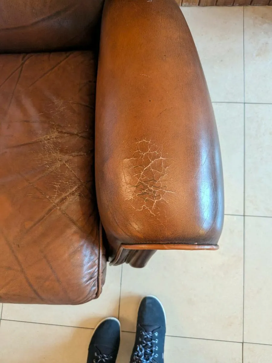 Leather 3 seater couch for sale - Image 3