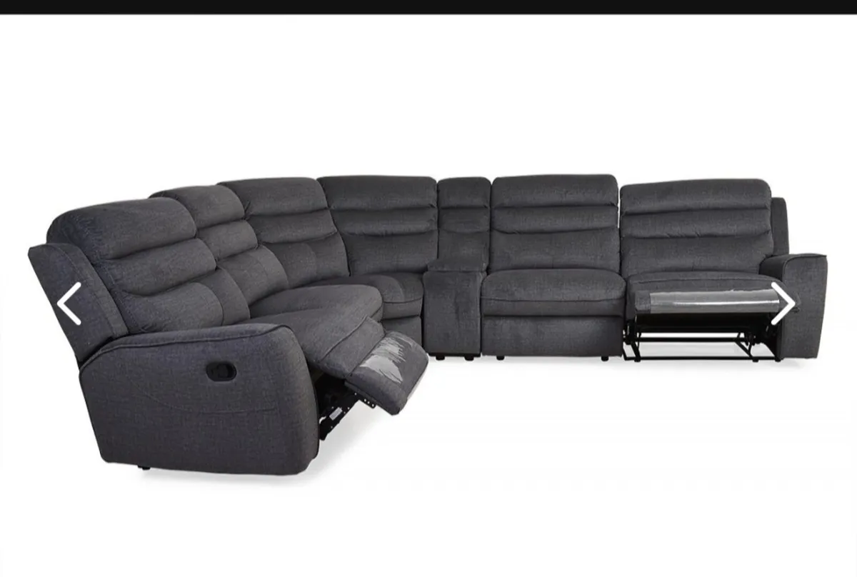 Large Pearl Charcoal Fabric Recliner Corner  Sofa - Image 3