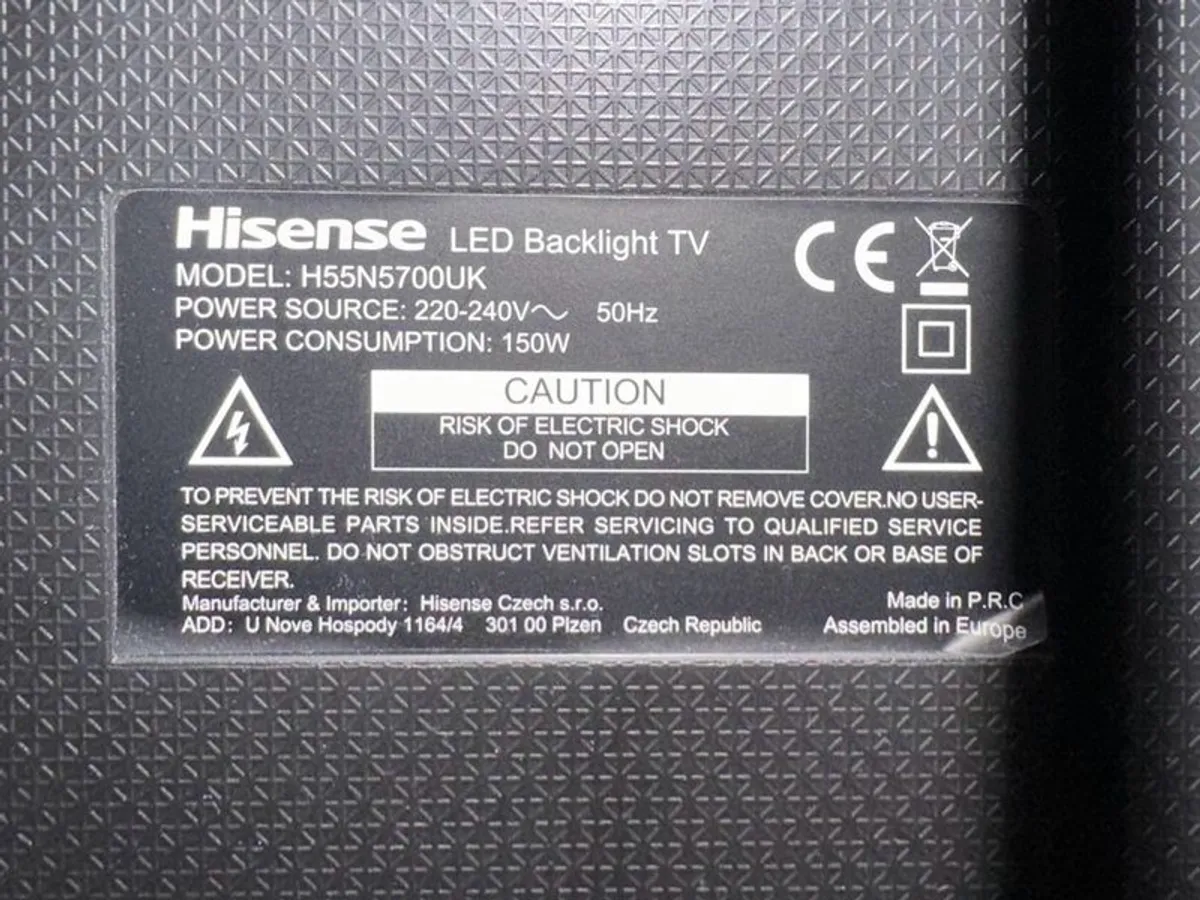 Hisense 55" Model: H55n5700uk - Image 2