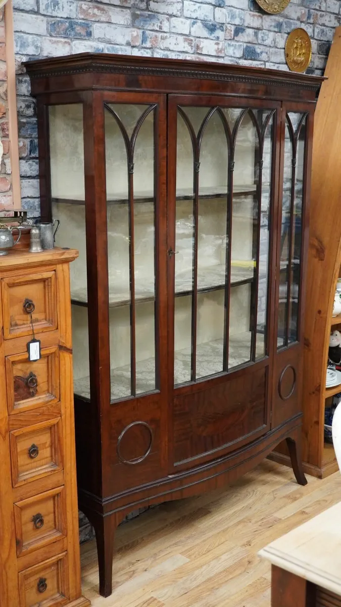 Edwardian Gothic-Arch Glazed Display Cabinet - Image 1