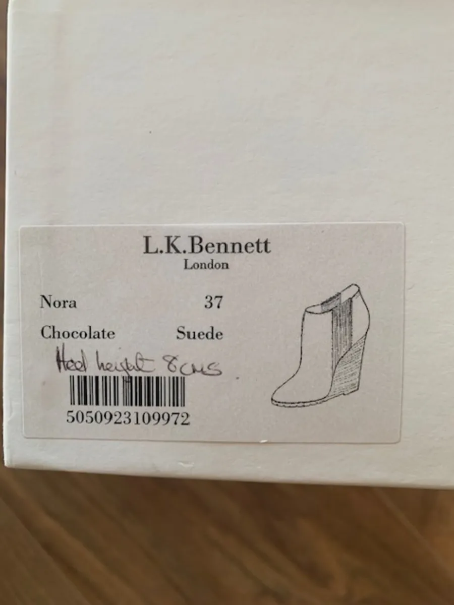 LK Bennett Wedge Choclate Suede - Image 3