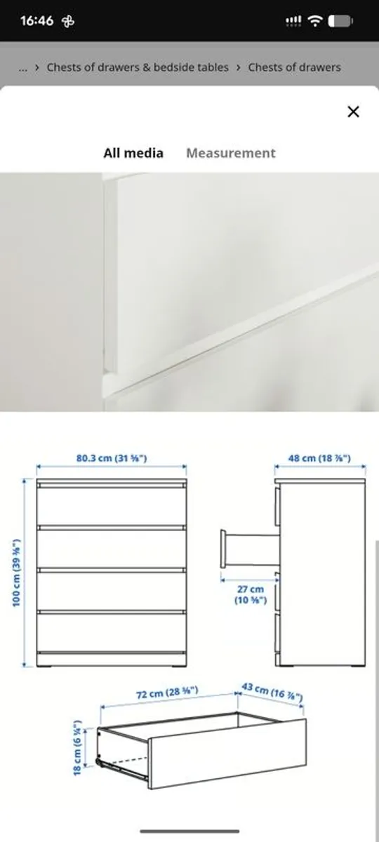 Ikea Malm chest of 4 Drawers - Image 2