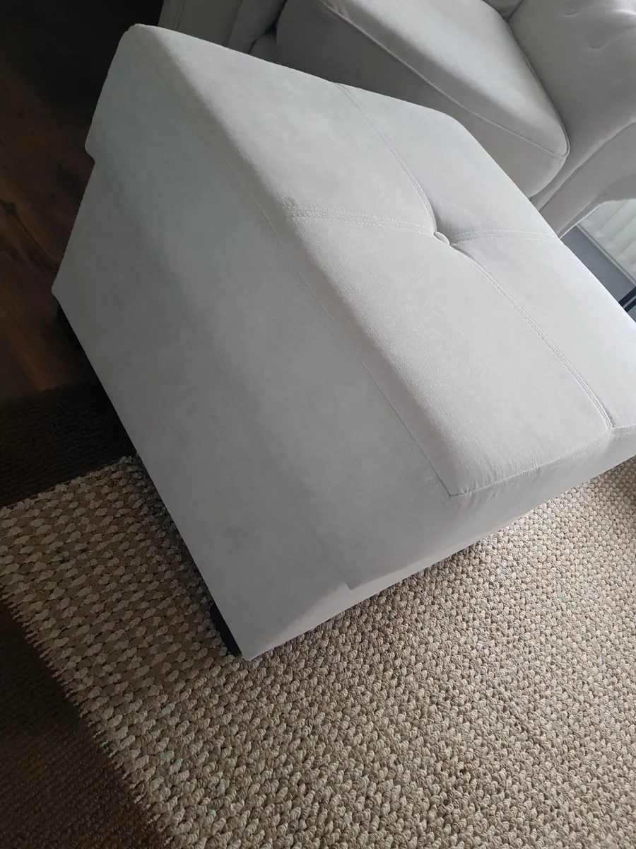Cream 2 + 1 Seater Sofa and Footstool with storage - Image 4