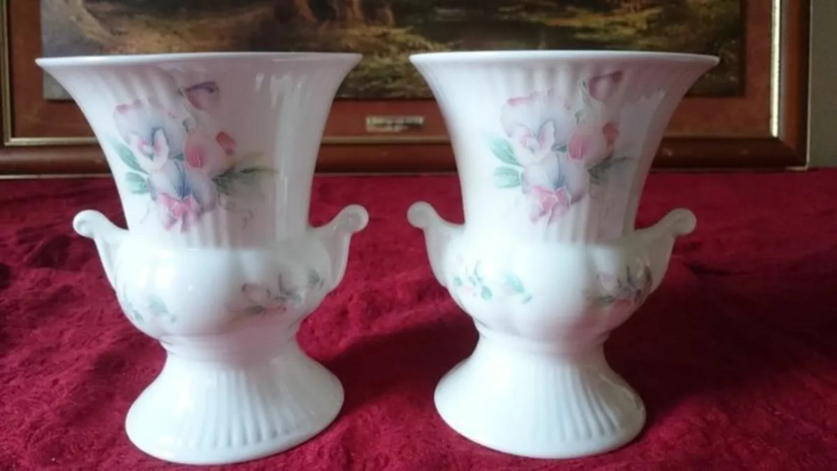 Pair Of Aynsley Little Sweetheart Bone China Vases - Image 2