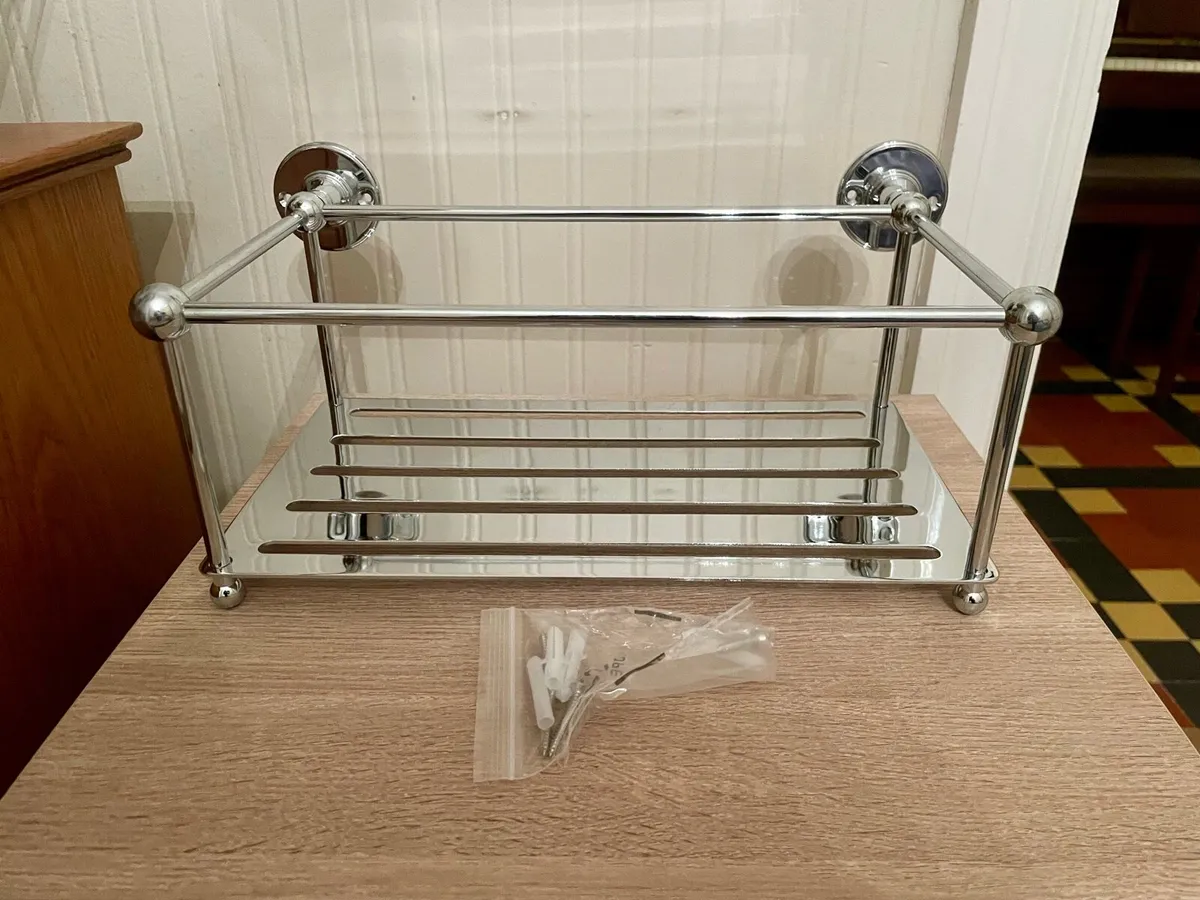 BNIB chrome wall mounted bottle rack/ shower shelf - Image 1