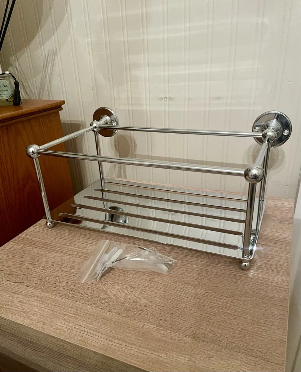 BNIB chrome wall mounted bottle rack/ shower shelf - Image 2