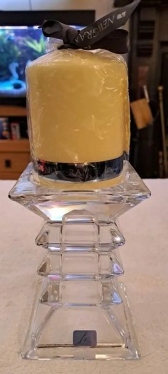 Crystal candle holder and candle NEW - Image 1