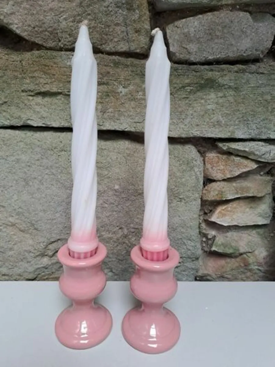 Pink colonial candle holders - Image 1