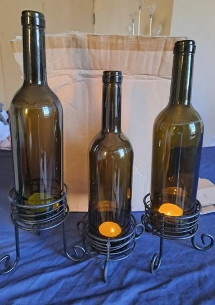 Wine Bottle Candle Holders Set of 3 - Image 1