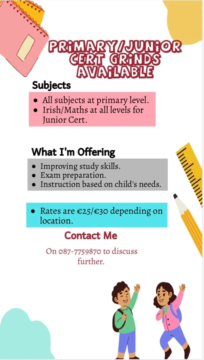 Irish/Maths/Primary school grinds