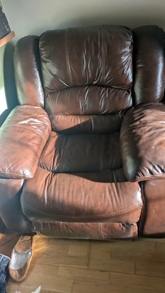 Brown Leather Recliner Armchair - Image 2