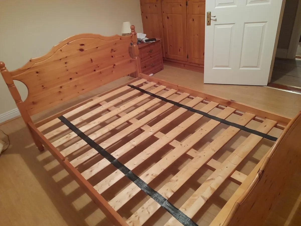 Pine double bed frame for sale - Image 1