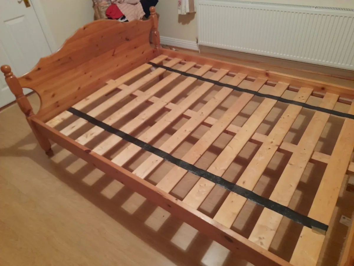 Pine double bed frame for sale - Image 2