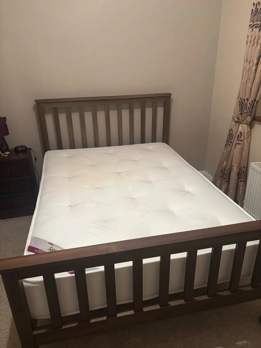 Mahogany double bed frame and mattress for sale - Image 2