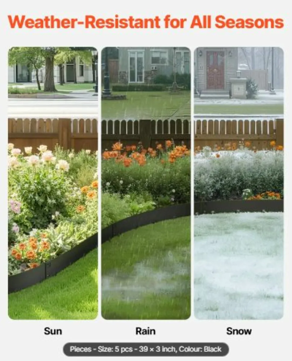 Steel Landscape Edging, 5 Packs 39 x 3 in Rust- - Image 2