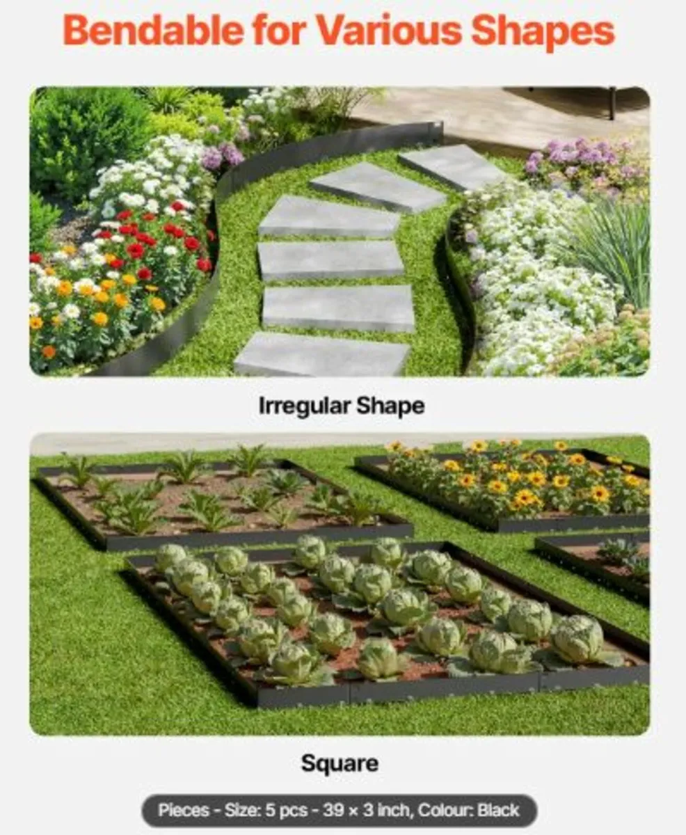 Steel Landscape Edging, 5 Packs 39 x 3 in Rust- - Image 4