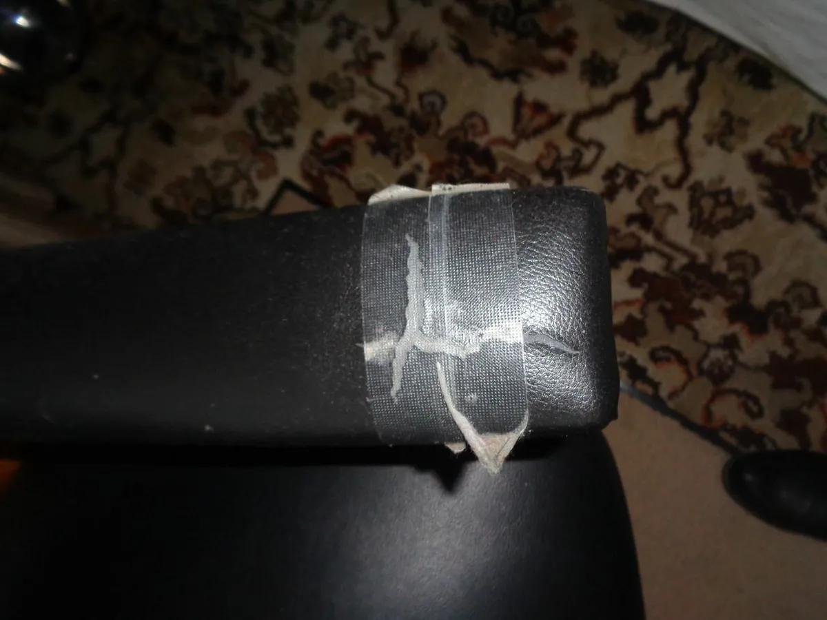 Vintage Faux Leather Arm Chair with Castors - Image 3