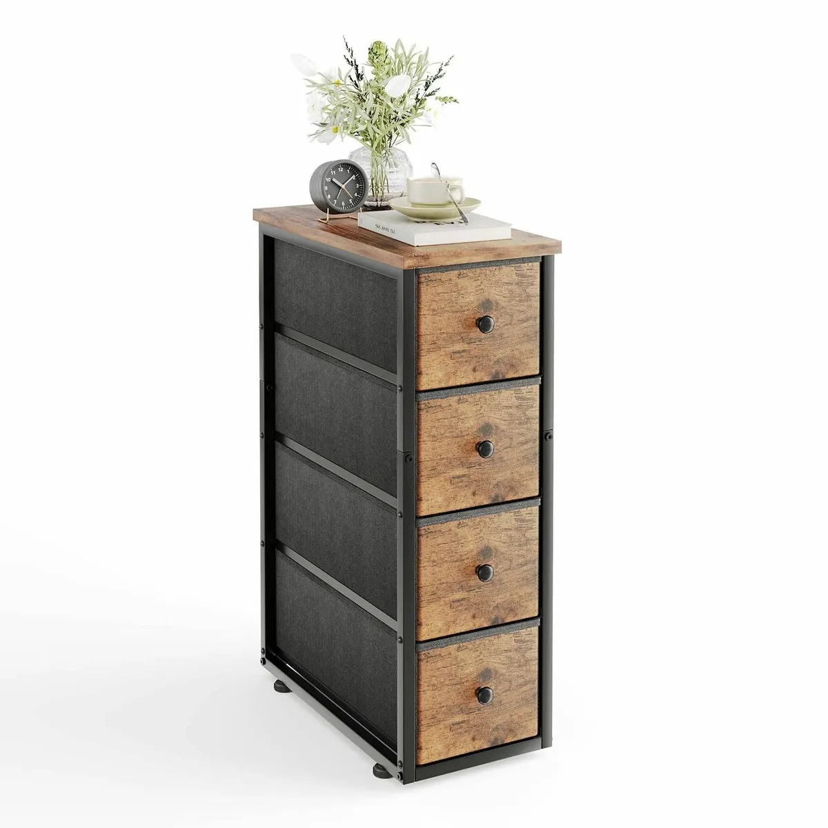 Narrow 5 Drawers Chest Dresser Bedroom Fabric - Image 1