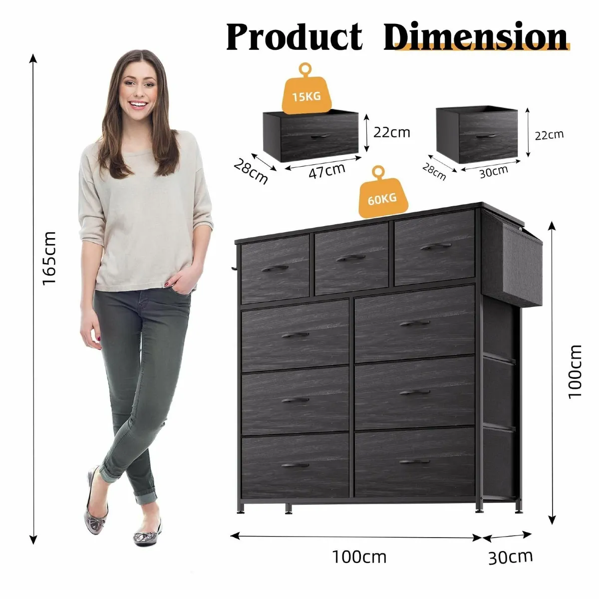 Fabric Chest of Drawers - Canvas Storage Unit - Image 3