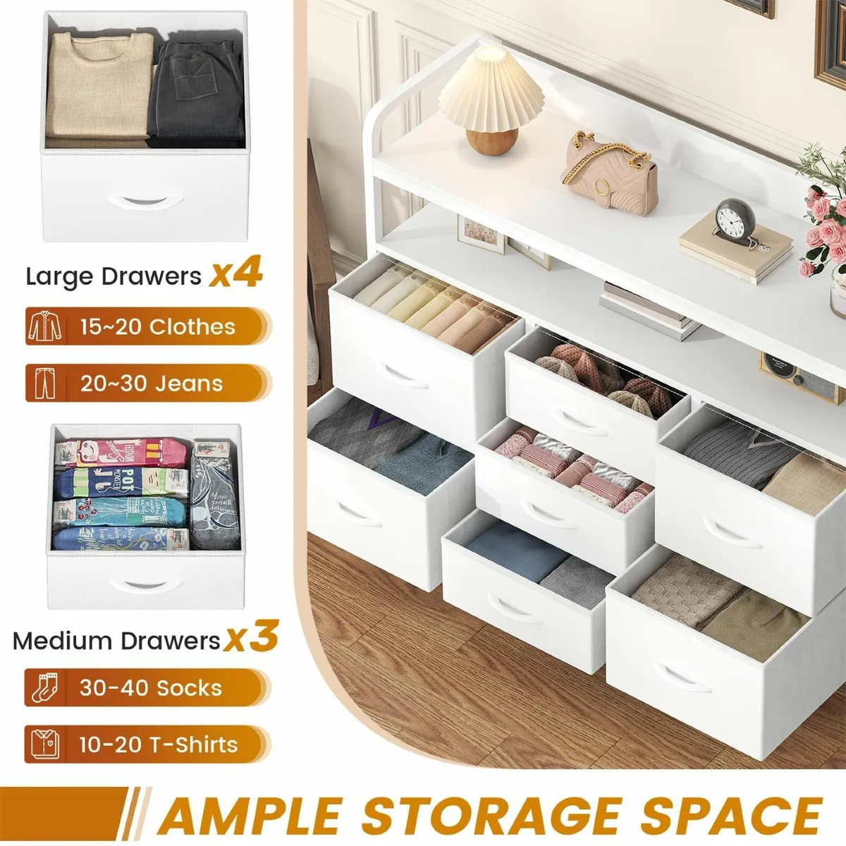 7-Drawer Fabric Chest Of Drawers for Bedroom - 4 - Image 4