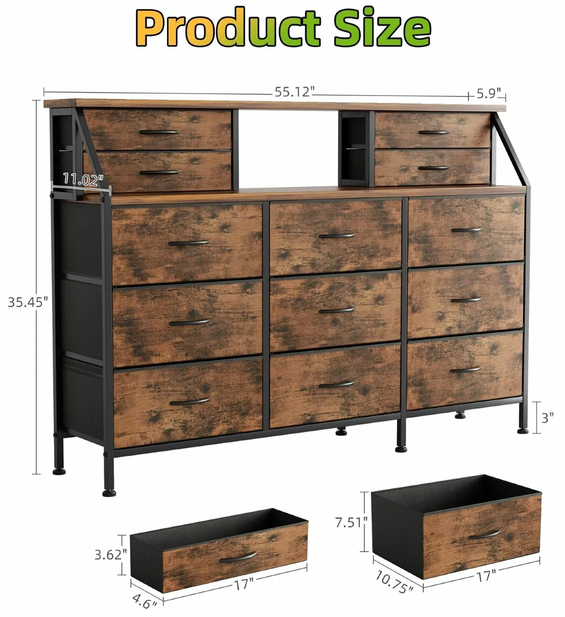 Dresser for Bedroom with 13 Drawers 55” Wide - Image 3