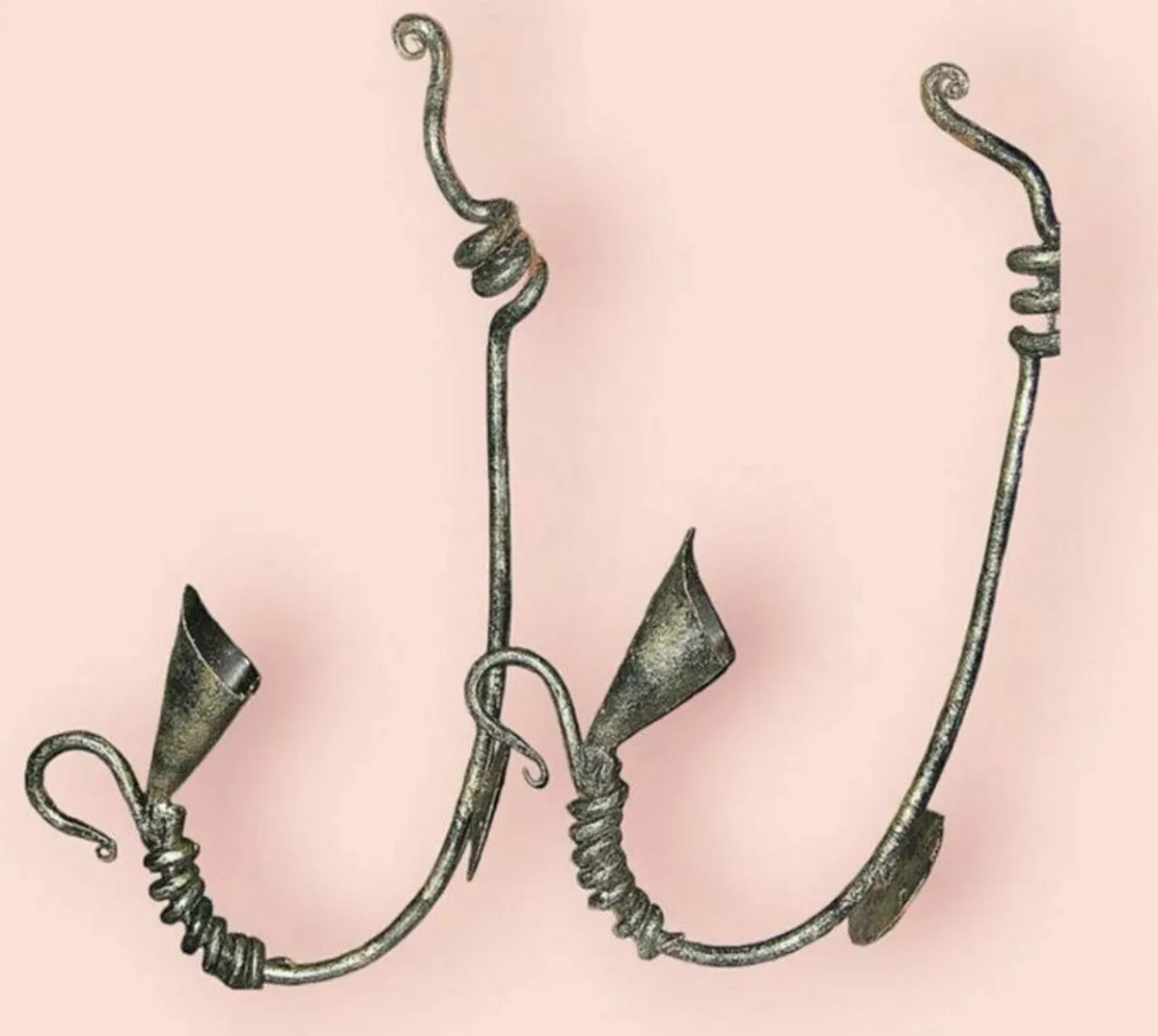 Vintage Pair Iron Candle Wall Sconces - Image 2