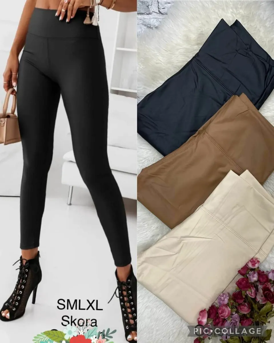 High Waist PU Leggings - Image 1