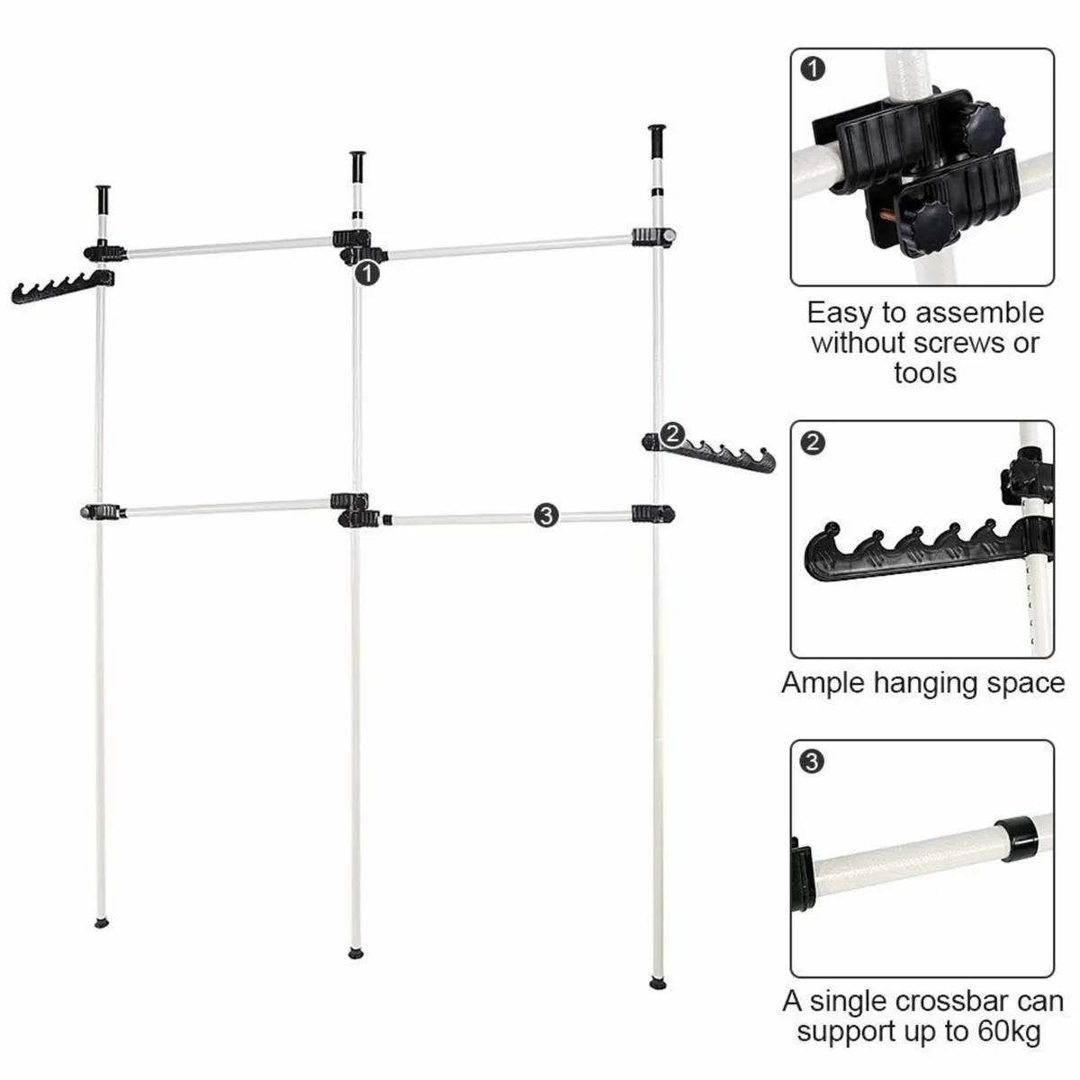 Telescopic Clothes Rail - Adjustable Wardrobe - Image 4