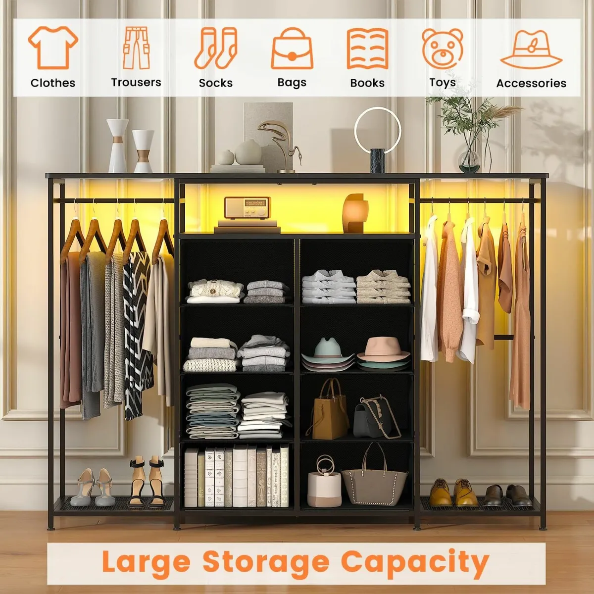 8-Drawer Dresser for Bedroom with Hanging Rack - Image 4